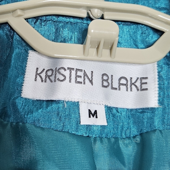 Vintage 80s/90s Kristen Blake Teal Green Crinkle Nylon Windbreaker Jacket Medium - Picture 6 of 6